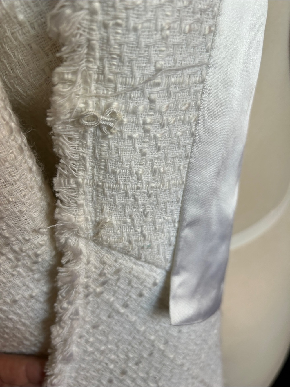 White House Black Market Ivory Fringe-Trim Tweed Blazer - Picture 8 of 11